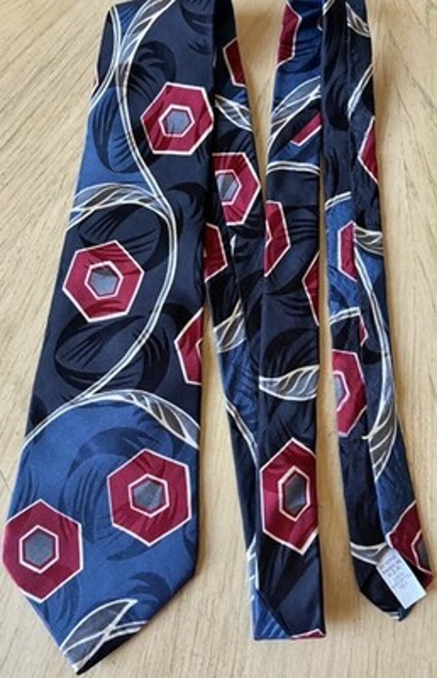 VTG Oscar de la Renta Men Silk Necktie Abstract Geometric 80s Art Deco Retro USA